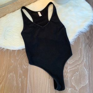 Black racer back bodysuit